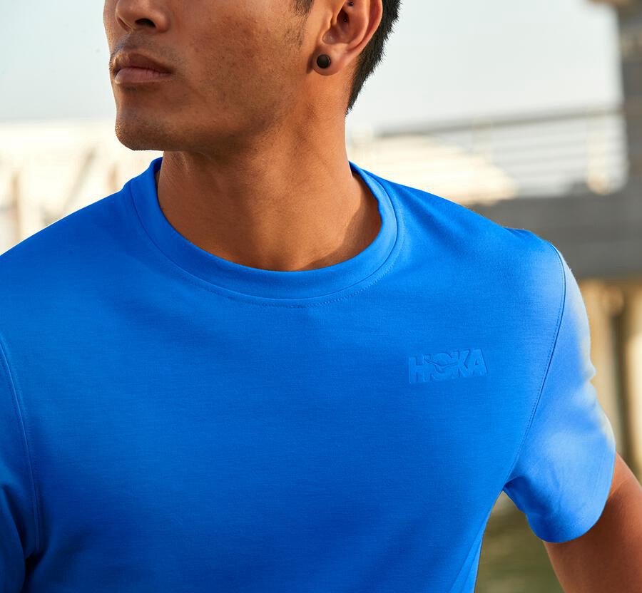 Hoka One One Tee Mens Blue - Lifestyle - 80391KPBA